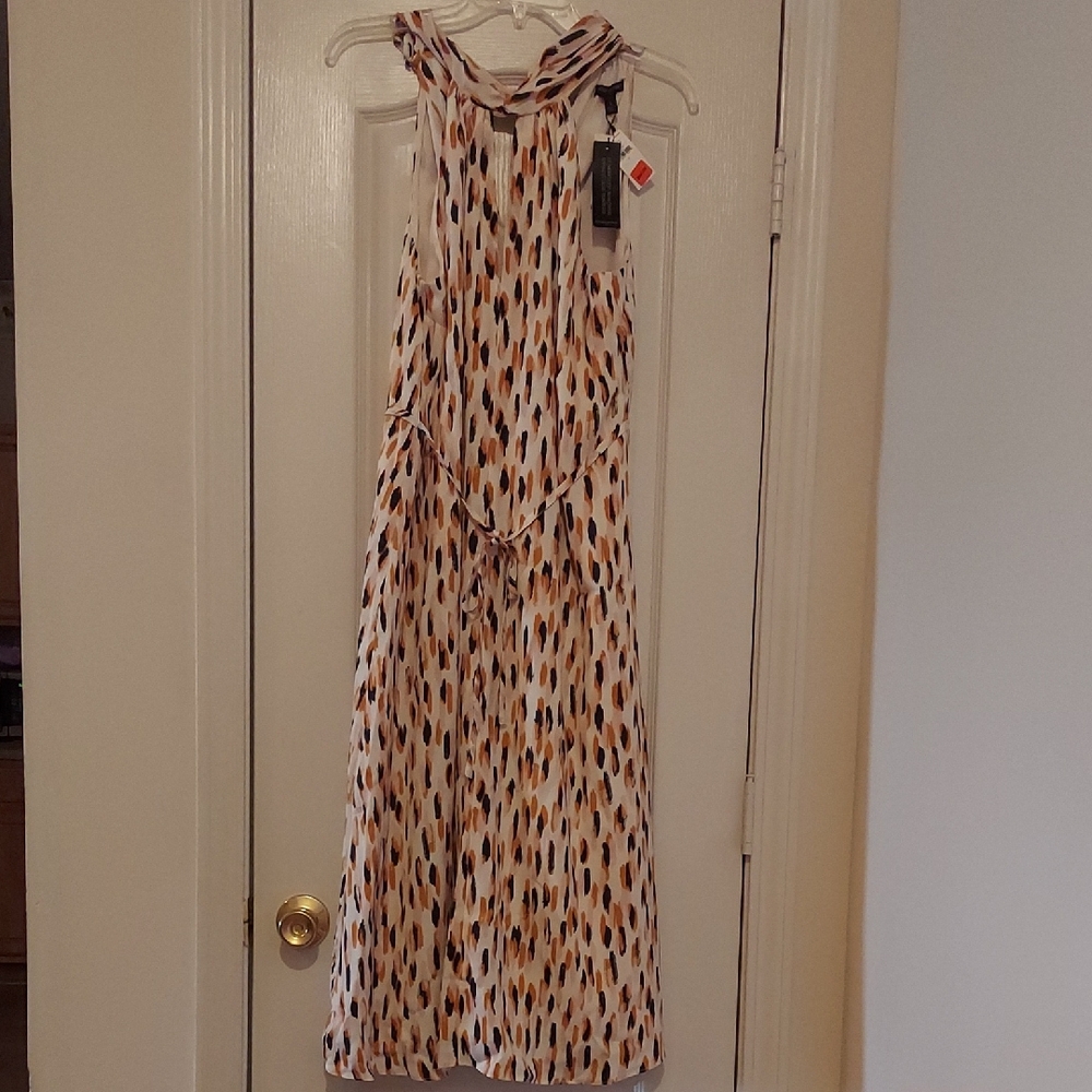 Banana Republic Factory Brown and Cream Halter Maxi Dress